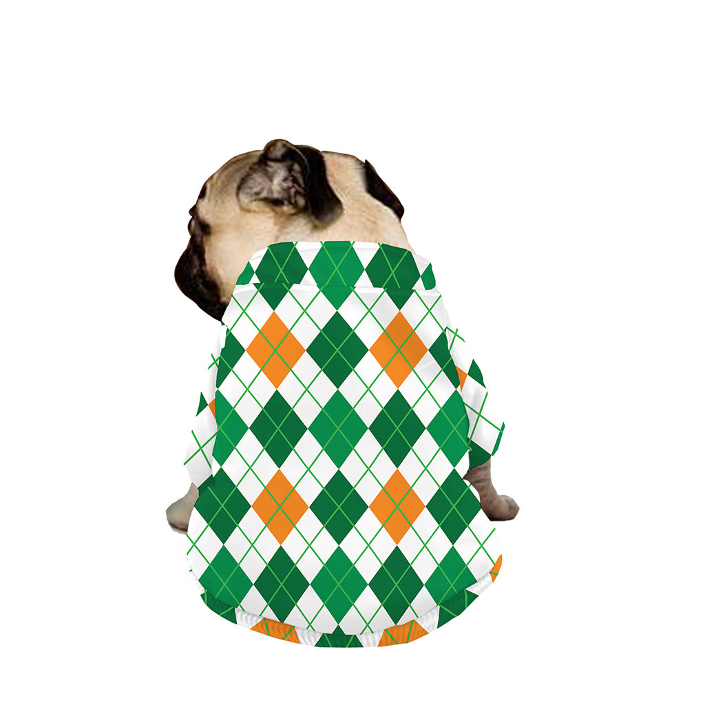 St Patrick's Day Argyle Pattern Print Dog Zip Up Jacket