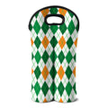 St Patrick's Day Argyle Pattern Print Double Neoprene Wine Tote