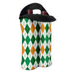 St Patrick's Day Argyle Pattern Print Double Neoprene Wine Tote
