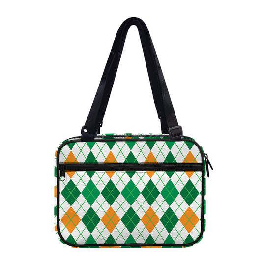 St Patrick's Day Argyle Pattern Print Double Strap Bible Bag