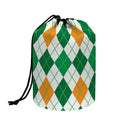 St Patrick's Day Argyle Pattern Print Drawstring Makeup Bag