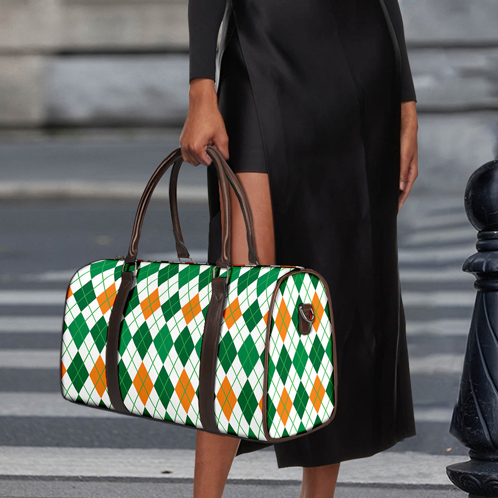 St Patrick's Day Argyle Pattern Print Duffle Bag