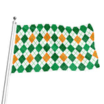 St Patrick's Day Argyle Pattern Print Flag