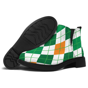 St Patrick's Day Argyle Pattern Print Flat Ankle Boots