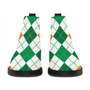 St Patrick's Day Argyle Pattern Print Flat Ankle Boots