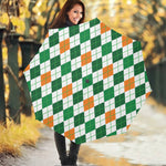 St Patrick's Day Argyle Pattern Print Foldable Umbrella