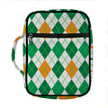 St Patrick's Day Argyle Pattern Print Front Pocket Bible Bag