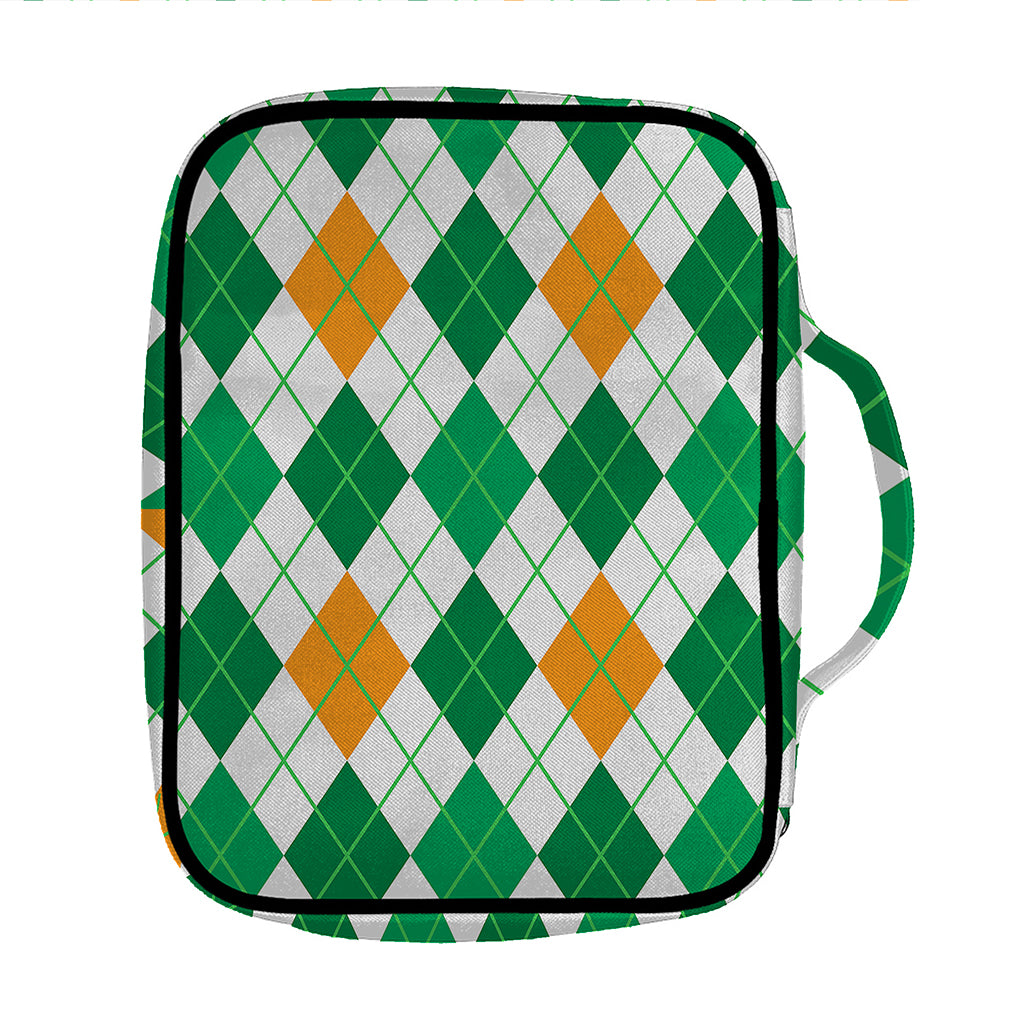 St Patrick's Day Argyle Pattern Print Front Pocket Bible Bag