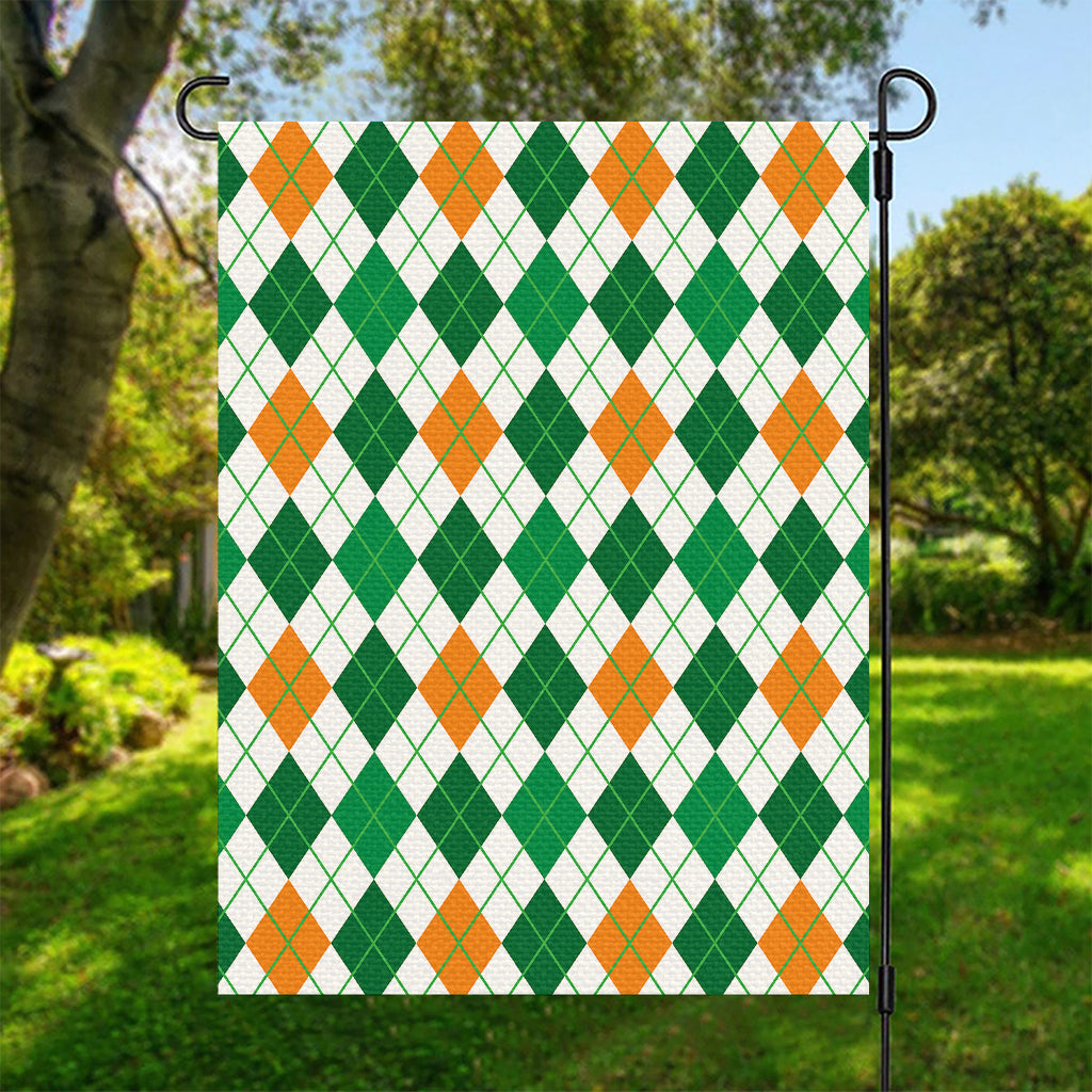 St Patrick's Day Argyle Pattern Print Garden Flag