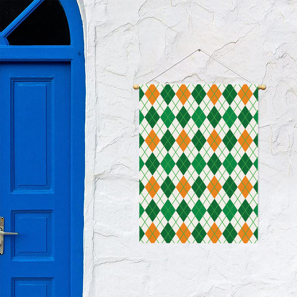 St Patrick's Day Argyle Pattern Print Garden Flag