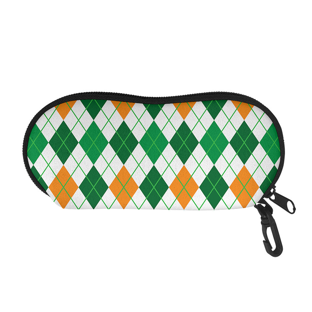 St Patrick's Day Argyle Pattern Print Glasses Case