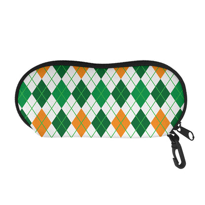 St Patrick's Day Argyle Pattern Print Glasses Case