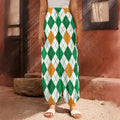 St Patrick's Day Argyle Pattern Print Harem Pants