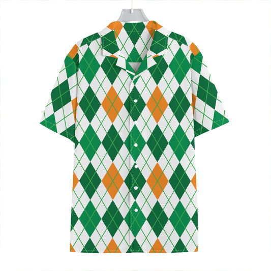St Patrick's Day Argyle Pattern Print Hawaiian Shirt