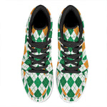St Patrick's Day Argyle Pattern Print High Top Leather Sneakers