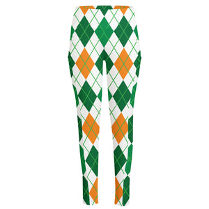 St Patrick's Day Argyle Pattern Print High-Waisted Pocket Leggings