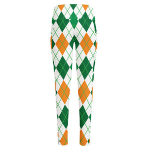 St Patrick's Day Argyle Pattern Print High-Waisted Pocket Leggings