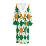 St Patrick's Day Argyle Pattern Print Hooded Bathrobe