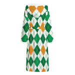 St Patrick's Day Argyle Pattern Print Hooded Bathrobe