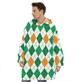 St Patrick's Day Argyle Pattern Print Hoodie Blanket