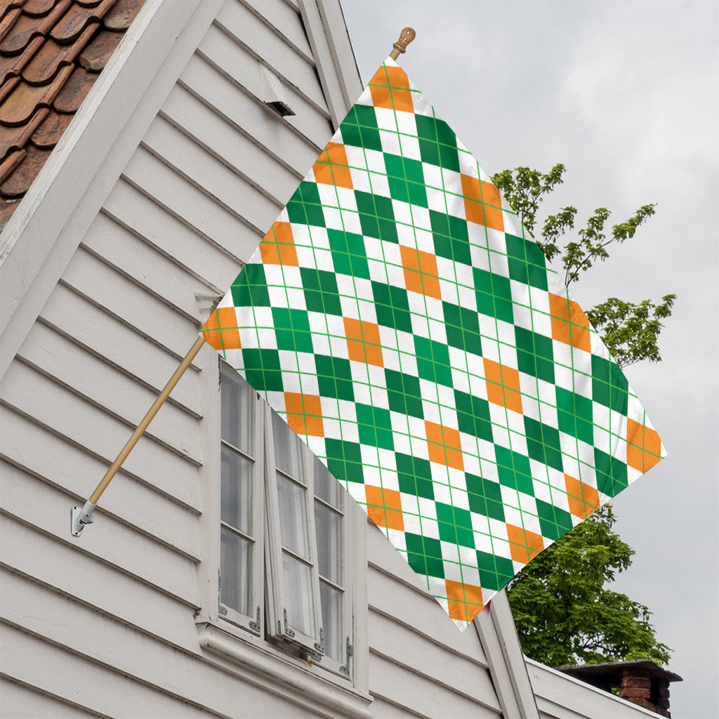 St Patrick's Day Argyle Pattern Print House Flag