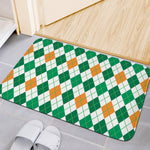St Patrick's Day Argyle Pattern Print Indoor Door Mat