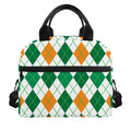 St Patrick's Day Argyle Pattern Print Insulated Lunch Bag