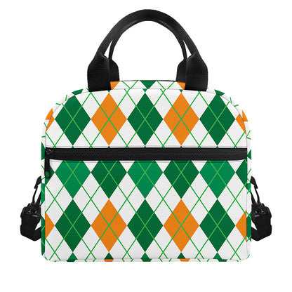St Patrick's Day Argyle Pattern Print Insulated Lunch Bag