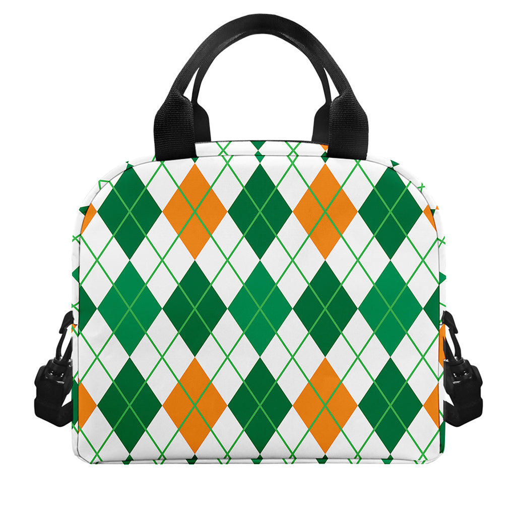 St Patrick's Day Argyle Pattern Print Insulated Lunch Bag