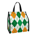 St Patrick's Day Argyle Pattern Print Insulated Lunch Tote
