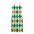 St Patrick's Day Argyle Pattern Print Jersey Midi Cami Dress