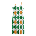 St Patrick's Day Argyle Pattern Print Jersey Midi Cami Dress