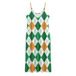 St Patrick's Day Argyle Pattern Print Jersey Midi Cami Dress
