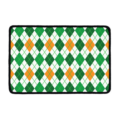 St Patrick's Day Argyle Pattern Print Kitchen Mat
