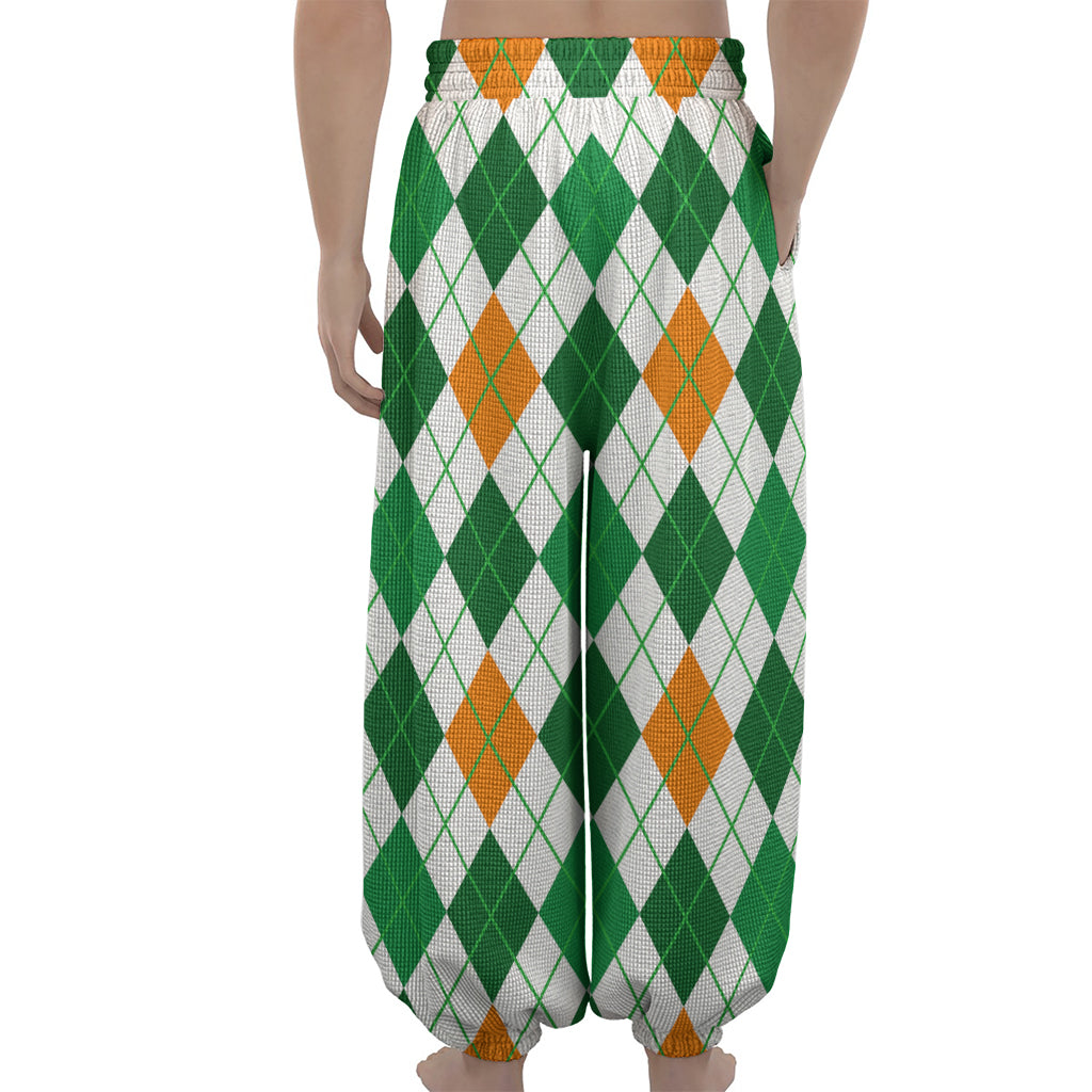 St Patrick's Day Argyle Pattern Print Lantern Pants