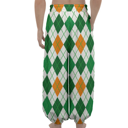 St Patrick's Day Argyle Pattern Print Lantern Pants