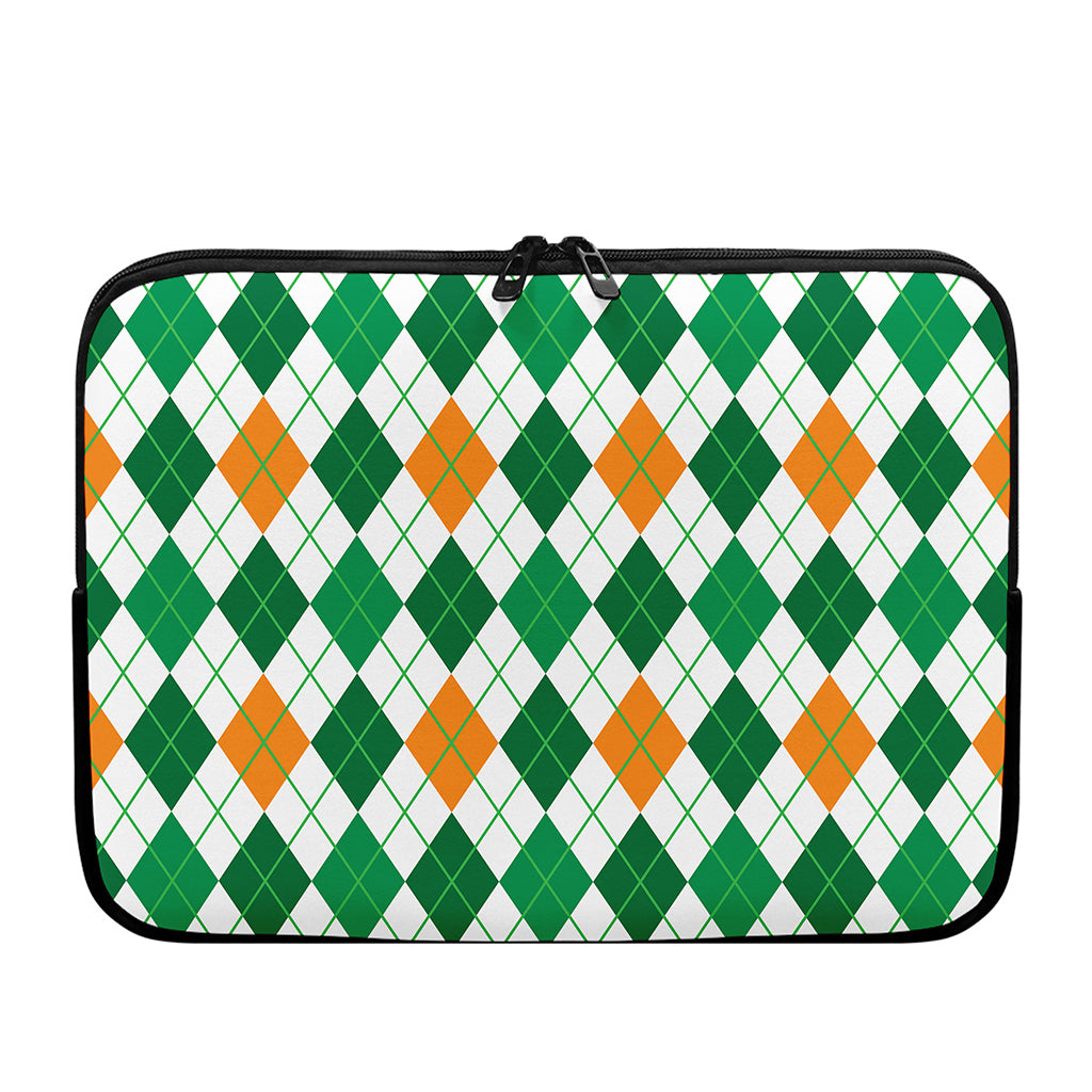 St Patrick's Day Argyle Pattern Print Laptop Sleeve