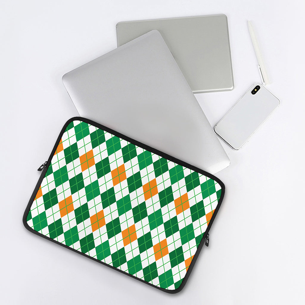 St Patrick's Day Argyle Pattern Print Laptop Sleeve