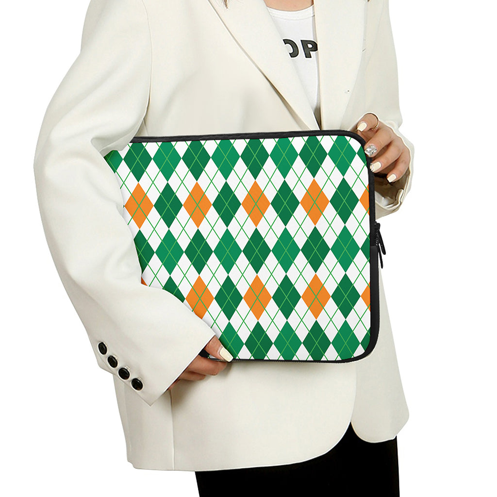 St Patrick's Day Argyle Pattern Print Laptop Sleeve