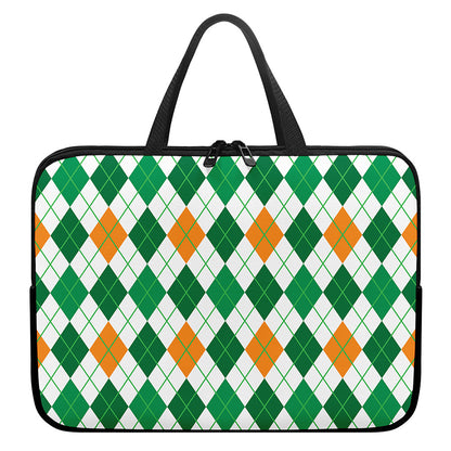 St Patrick's Day Argyle Pattern Print Laptop Sleeve With Handle