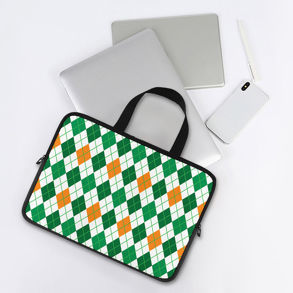 St Patrick's Day Argyle Pattern Print Laptop Sleeve With Handle
