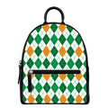 St Patrick's Day Argyle Pattern Print Leather Backpack