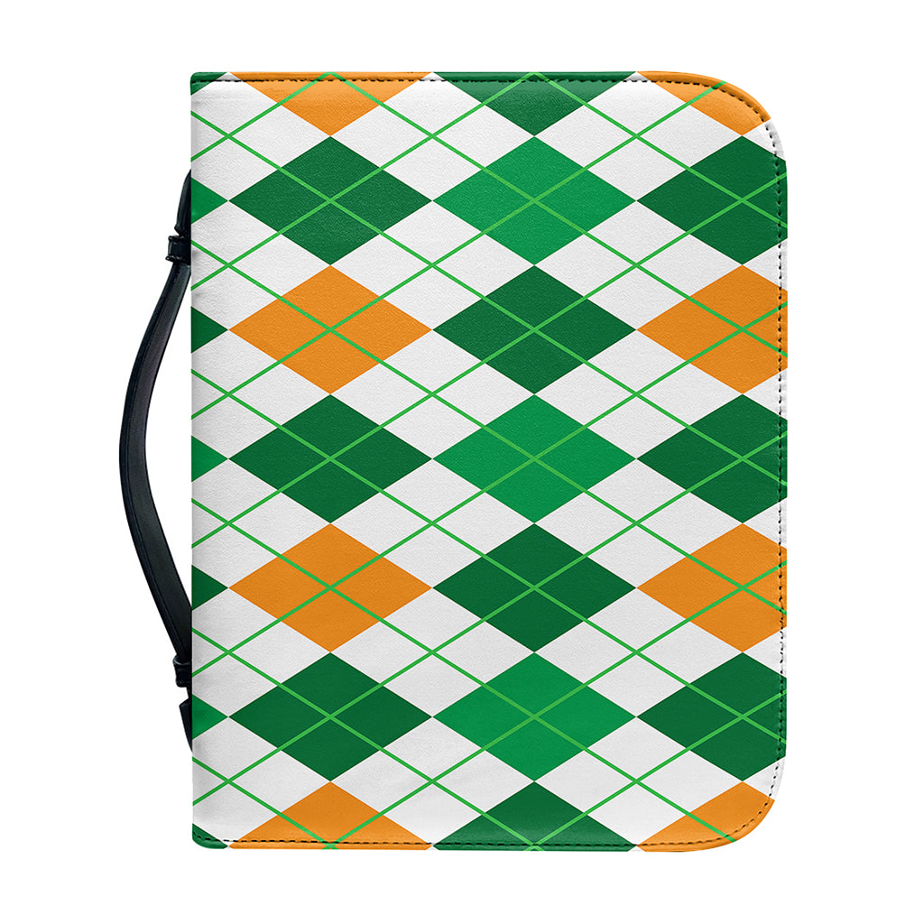 St Patrick's Day Argyle Pattern Print Leather Bible Cover