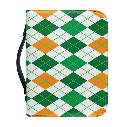 St Patrick's Day Argyle Pattern Print Leather Bible Cover