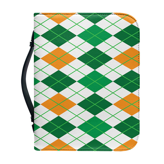 St Patrick's Day Argyle Pattern Print Leather Bible Cover