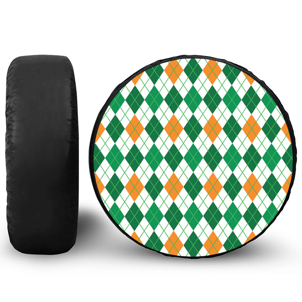 St Patrick's Day Argyle Pattern Print Leather Spare Tire Cover