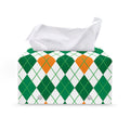 St Patrick's Day Argyle Pattern Print Leather Tissue Box Cover