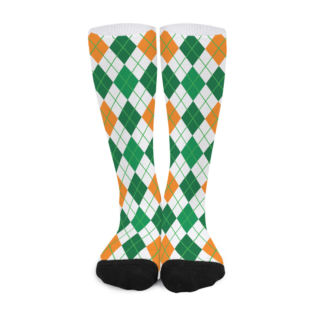 St Patrick's Day Argyle Pattern Print Long Socks
