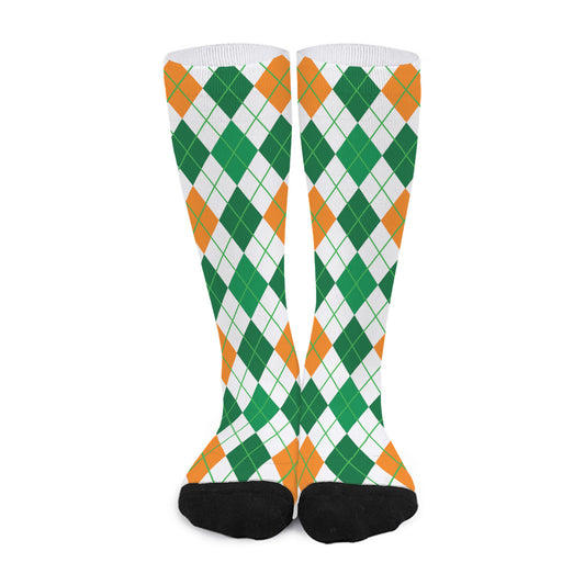 St Patrick's Day Argyle Pattern Print Long Socks