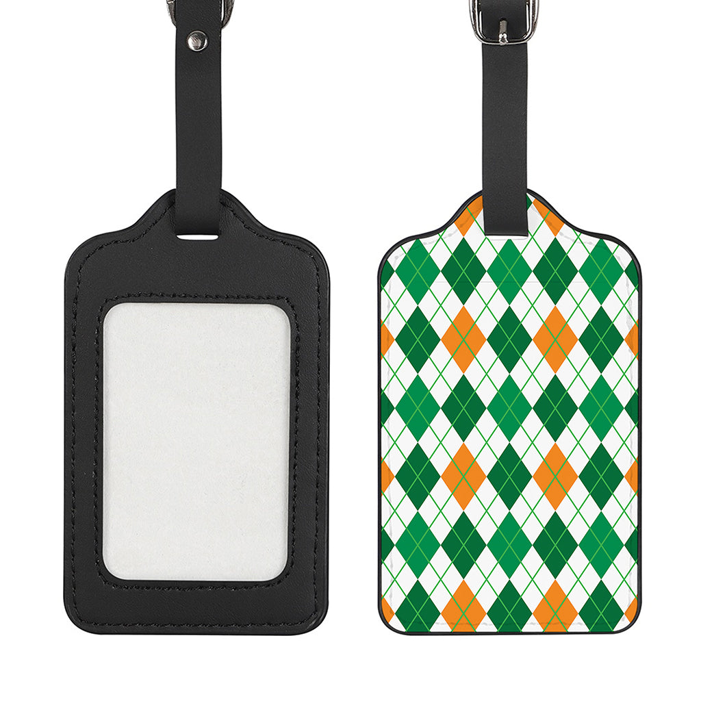 St Patrick's Day Argyle Pattern Print Luggage Tag